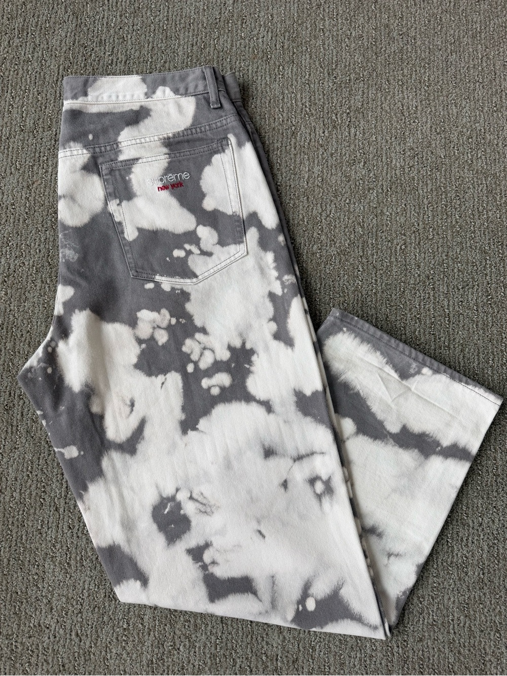 Supreme Gray & White Tie-Dye Straight Jeans